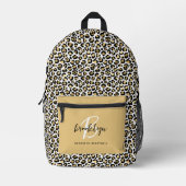 Gold Leopard Print Monogram Naam Terug naar school Bedrukte Rugzak (Voorkant)
