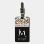 Gold Leopard Print Monogramed Bagagelabel (Voorkant verticaal)