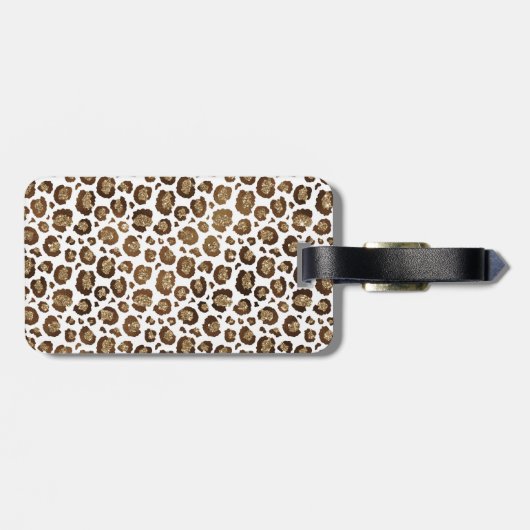 Gold Leopard Print Monogramed Bagagelabel (Achterkant horizontaal)