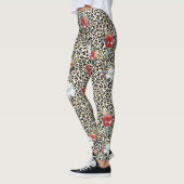Gold Leopard Print Red White Floral Leggings (Links)