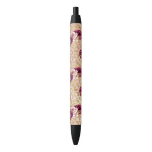 Gold Leopard print roze rozen FloralsP Zwarte Inkt Pen