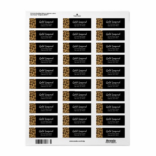 Gold Leopard Print Trendy Fur Pattern Wild Animal Etiket (Full Sheet)