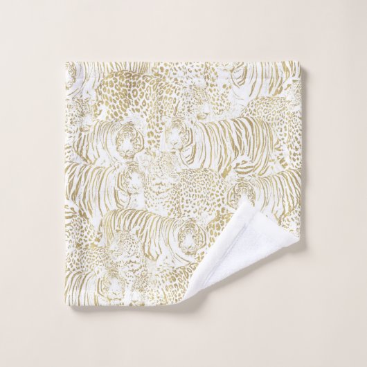 Gold Leopard Tiger Animals Pattern (Gant de toilette)