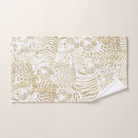 Gold Leopard Tiger Animals Pattern (Serviette à main)