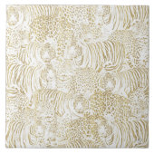 Gold Leopard Tiger Animals Pattern Tegeltje (Voorkant)