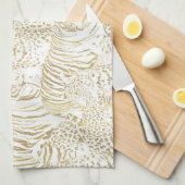 Gold Leopard Tiger Animals Pattern Theedoek (Quarter Fold)