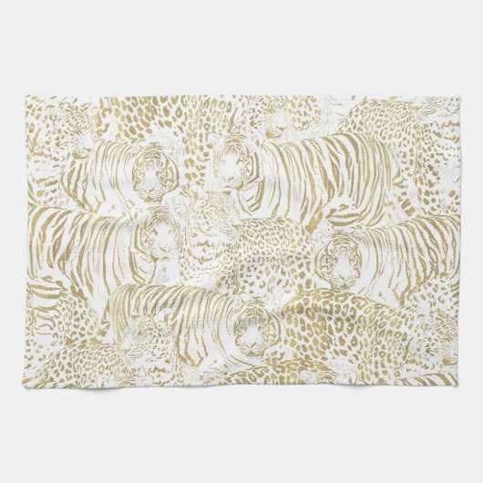 Gold Leopard Tiger Animals Pattern Theedoek (Horizontaal)