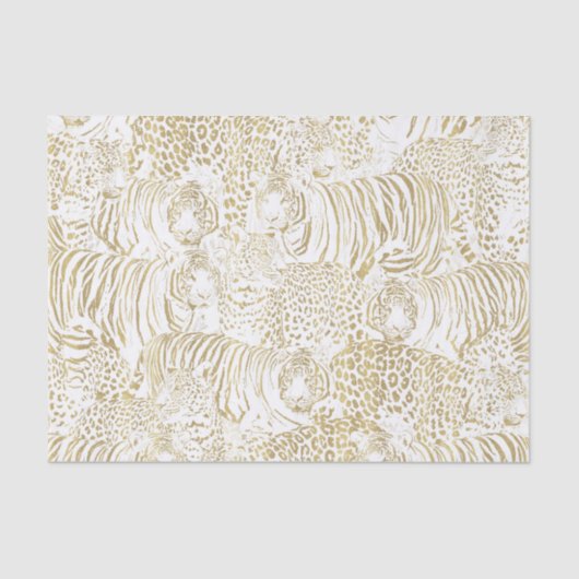 Gold Leopard Tiger Animals Pattern Tissuepapier (Voorkant)