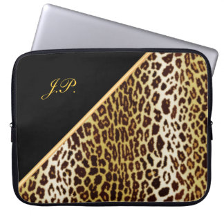Gold-leopardafdrukken, zwarte en gouden laptophoez laptop sleeve
