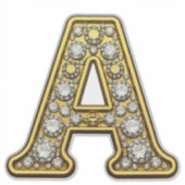 Gold Letter A Encrusted With Diamonds Jewelry Sticker (Voorkant)