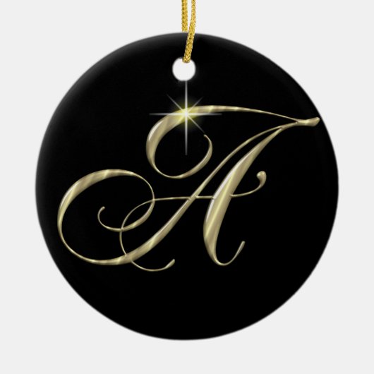 Gold Letter A Monogram Initiaal Ornament Fan Pull (Voorkant)