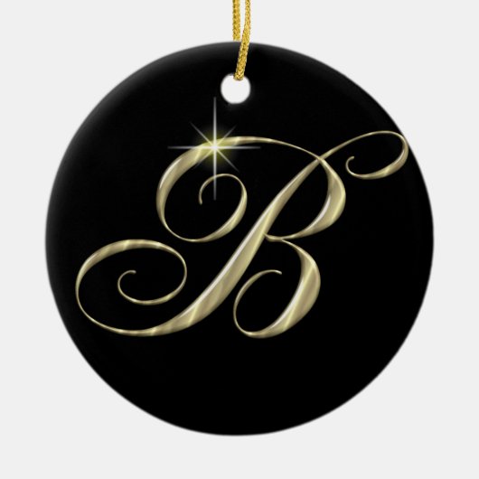 Gold Letter B Monogram Initiaal Ornament Fan Pull (Voorkant)
