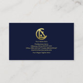 Gold Letter-C Home Minimalist Blue Construction Visitekaartje (Achterkant)