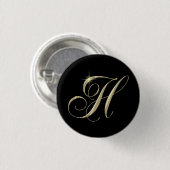 Gold Letter H Monogram Initiaal Cadeaus Ronde Button 3,2 Cm (Voorkant /achterkant)