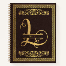 Gold Letter L & Name op bruin leder Monogramed