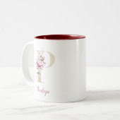 Gold Letter P, Monogram P, Roze Floral geeft haar Tweekleurige Koffiemok (Voorkant links)