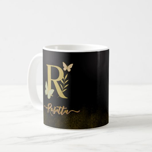 Gold Letter R Butterfly Mok Ontwerp (Voorkant links)