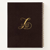 Gold Letter Z en naam op bruin leder-monogrammen Notitieboek (Achterkant)