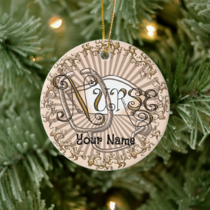 Gold Letters Nurse Keramisch Ornament