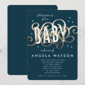 Gold Letting Marine Boy Baby shower Invitation (Devant / Derrière)