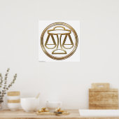 Gold Libra Zodiac Scales Astrology Sign Poster (Keuken)