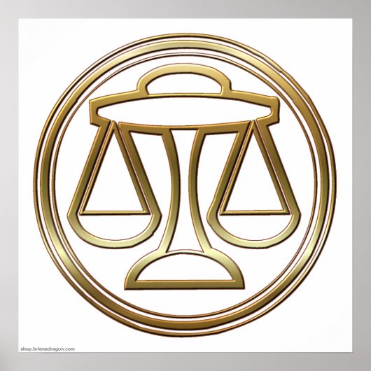 Gold Libra Zodiac Scales Astrology Sign Poster (Voorkant)