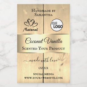Gold Light Brown Wood Grain Product Labels Logo Voedselcontainer Etiket
