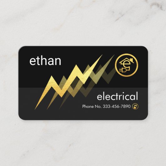Gold Lightning Powers Letter-e Electric Visitekaartje (Voorkant)