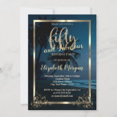 Gold Lijst Beach Sunset 50e verjaardag Kaart (Voorkant)