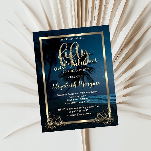 Gold Lijst Beach Sunset 50e verjaardag Kaart