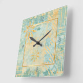 Gold Lijst Blauwgroen abstract ontwerp Vierkante Klok (Hoek)