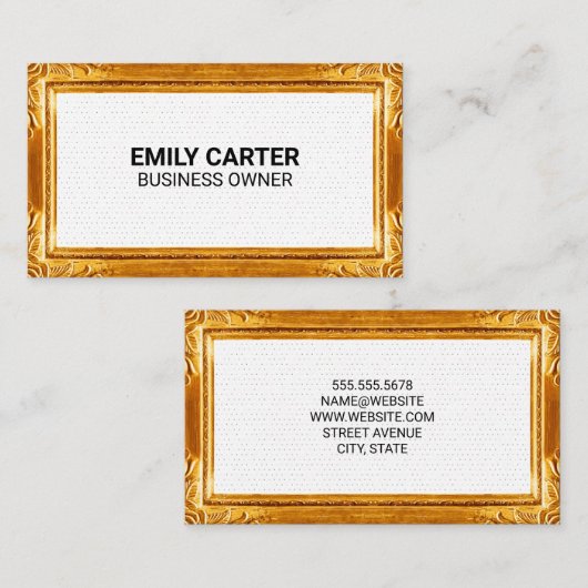 Gold Lijst Border | Boho Dot Pattern Visitekaartje (Voorkant / Achterkant)