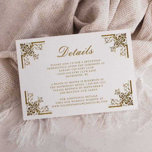 Gold Lijst bruiloft - Gegevens Informatiekaartje