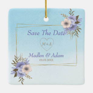 Gold Lijst en Bouquet Keramisch Ornament