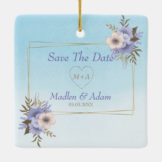 Gold Lijst en Bouquet Keramisch Ornament (Achterkant)