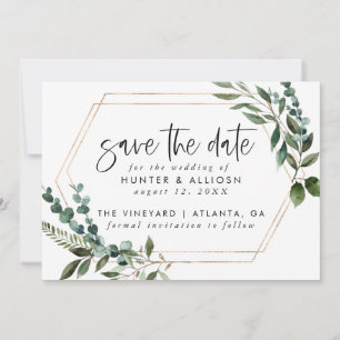 Gold Lijst Floral Save the Date Kaart