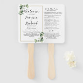 Gold Lijst Greenery Wedding Ceremony Program Handwaaier (Voorkant en achterkant)