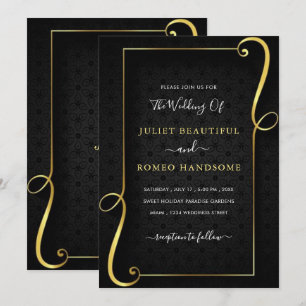 Gold Lijst Luxury Golden Black Wedding Uitnodiging