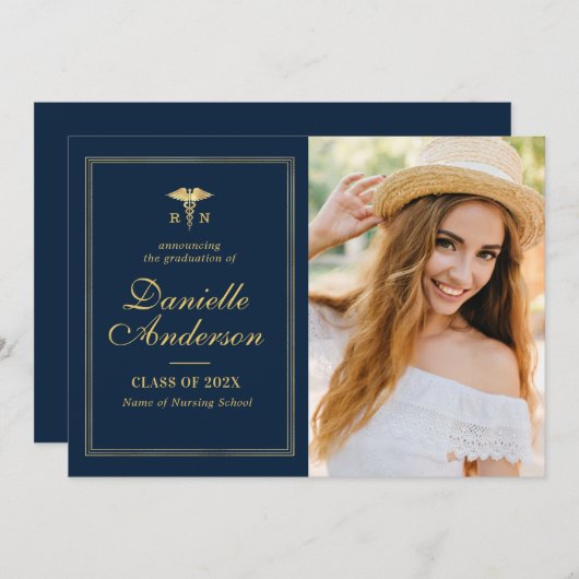 Gold lijst Nursing afstuderen aangekondigd Aankondiging (Voorkant / Achterkant)