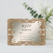 Gold Lijst RSVP-kaart RSVP Kaartje (Staand voorkant)