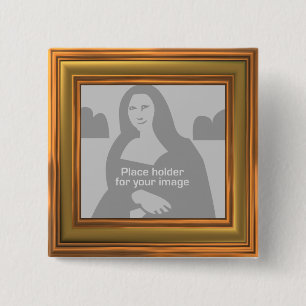 Gold Lijst Sjabloon Vierkante Button 5,1 Cm