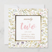 Gold Lijst Spring Boho Wildflower Pampas Birthday Kaart (Voorkant)