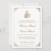 Gold Lijst Wit-islamitische bruiloft Kaart (Voorkant)