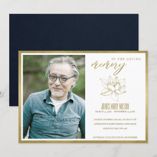 GOLD LILY FOTO SYMPATHY MEMORIAL SERVICE INVITE BEDANKKAART