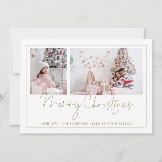 Gold Line 2 Script photo Joyeuse carte de Noël (Devant)