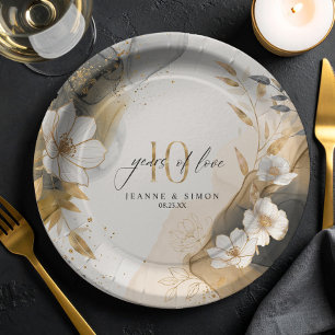 Gold Line Floral 10th Anniversary ID1169 Papieren Bordje