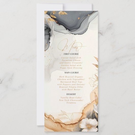 Gold Line Floral 20th Anniversary Menu ID1169 (Devant)