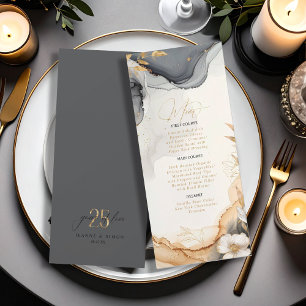 Gold Line Floral 25th Anniversary Menu ID1169