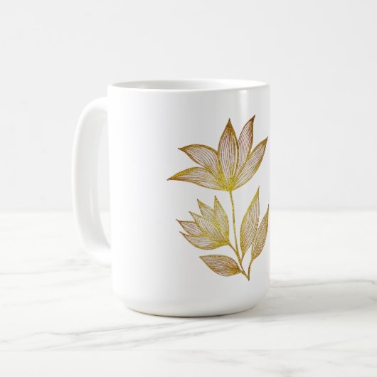 Gold Line Floral Coffee Mug (Devant gauche)
