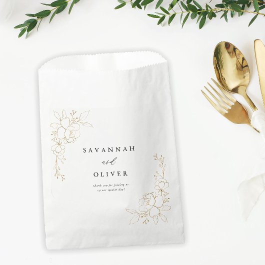 Gold Lined Floral Wedding Bedankzakje
